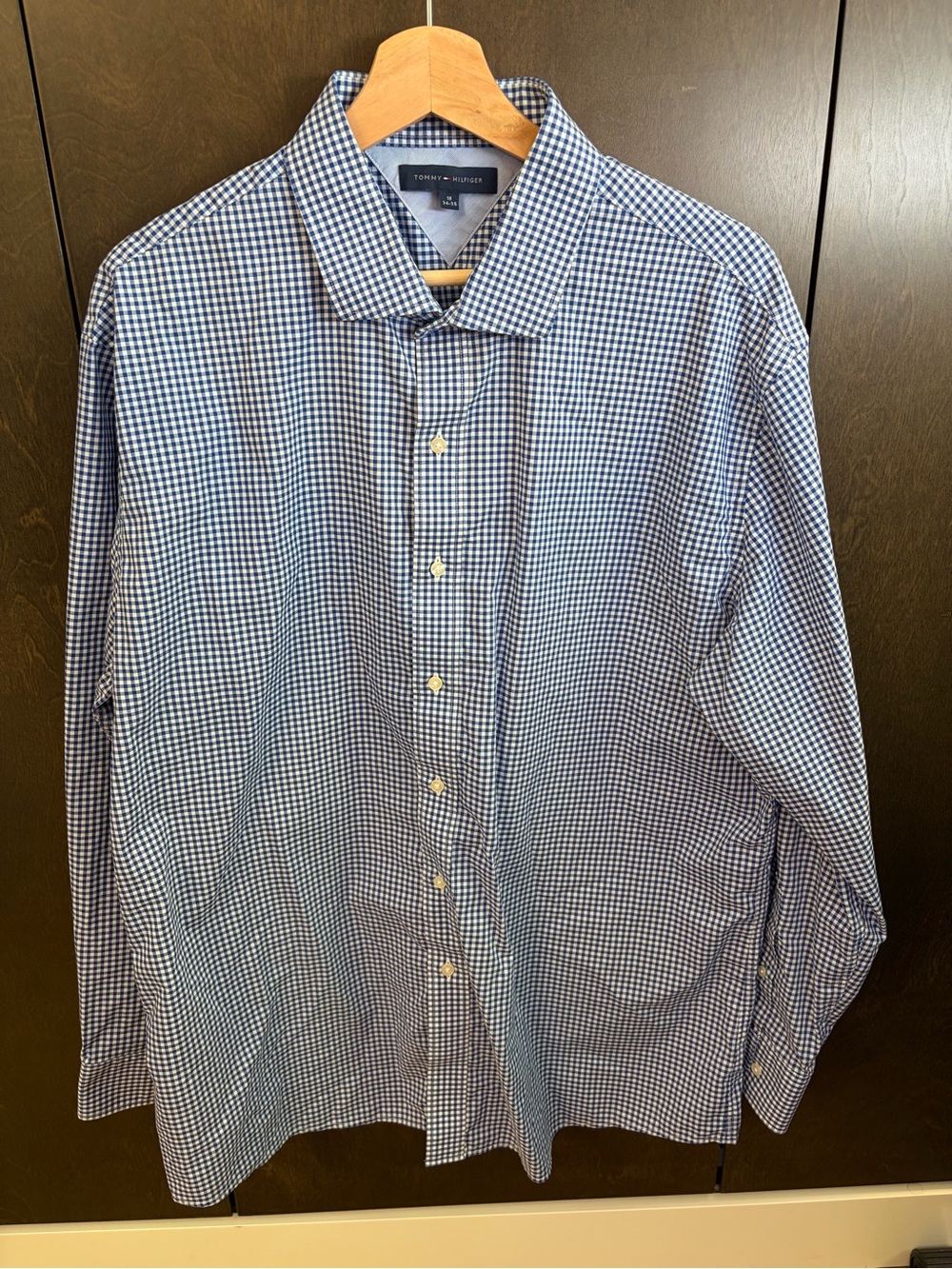 Tommy Hilfiger Men’s Blue Gingham Button-Down Shirt 18-34/35